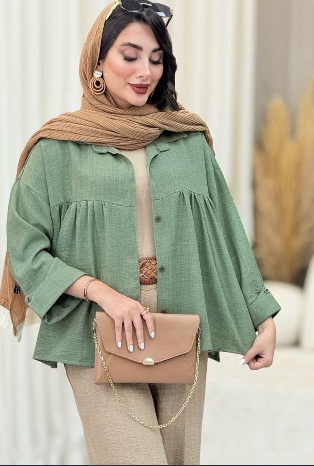 شومیز زنانه لینن مدل عروسکی ماچا