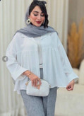 شومیز زنانه لینن مدل عروسکی سفید