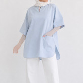 تونیک وشومیز زنانه لینن جلو بسته - ابی پاستلی